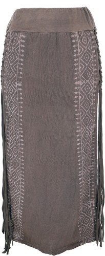 Langer boho fransenrock - langer,