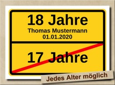 Ortsschild zum 18. Geburtstag Volljährig Fest Bild Geschenk Geschenkidee
