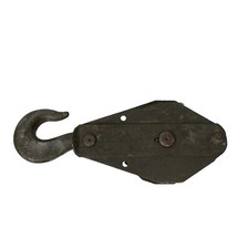 Klappglobenhaken, 3000 kg Kranhaken Mit Umlenkrolle Oliv Ex. Bundeswehr 1025