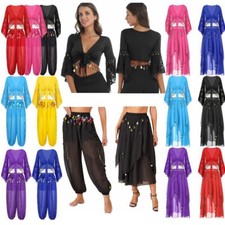 DE iEFiEL Damen Bauchtanz Kostüm Belly Dance Outfit Bauchtanz Rock /Haremshose
