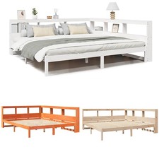 Massivholzbett mit Regal