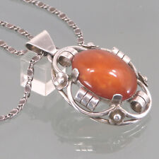 Art Deco Bernstein Anhänger Silber Kette  ° 800 Silber ° BUTTER SCOTCH  AMBER