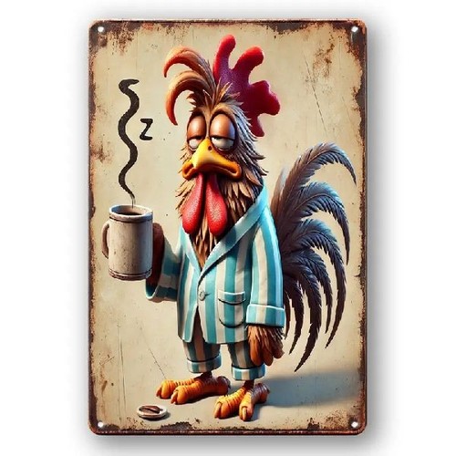 Blechschild schlafender hahn - schlafender,