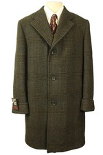 Vintage British Dunn & Co Scottish 104cm/41" Grey Mix Thick Wool Tweed Overcoat