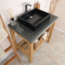 Waschtisch Platte Naturstein Flussstein 80 cm grau Aufsatzplatte wohnfreuden