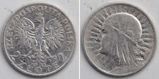 Polen 2 Zlote 1933 Silber Frauenkopf Jadwiga