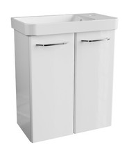 Fackelmann Badmöbel Set 2-tlg 55 cm Braun/Weiß Gäste WC Schrank MADE IN GERMANY