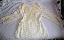 TORY BURCH WEISSE CREME BLUSE WEIT GESCHNITTEN FEINES MATERIAL COTTON MIX GR XL