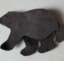 Schmuck  Brosche Anstecker Anstecknadel Eisbär dunkelbraun LEDER HANDARBEIT