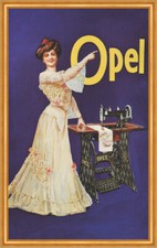 Opel Nähmaschine Rüsselsheim Tretmaschine Eisen Kunstdruck Reklame A2 42 Gerahmt