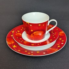 R&B Ritzenhoff & Breker-Teller, Tasse & Untertasse  "Winterapfel" rot Sterne 