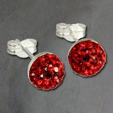 SilberDream Damen Ohrringe Halbkugel Zirkonia rot Ohrstecker 925 Silber GSO217R