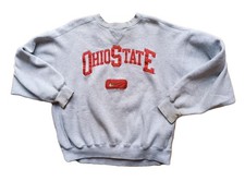 Vintage NIKE 90s OHIO STATE Sweater grau Embroidered Spellout stitched Sz. L