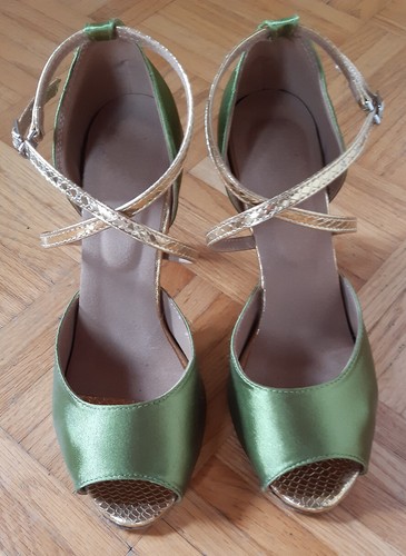 Damen tanzschuhe satin grün - damen,