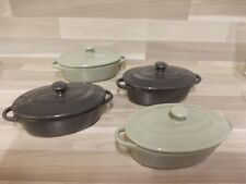 4 Mini Cocotte von BRUNEAU, Dessert-, Vorspeisen-, Auflaufform oval, grau