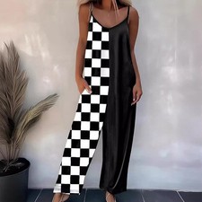 Damen Blumen Latzhose Jumpsuit