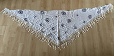 großes Dreiecks Tuch weiß/beige/schwarz  140cm x 40 cm + Schmuckrand