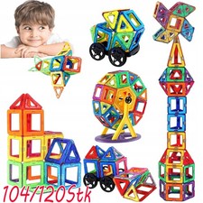 104Stk Blocks Magnetic Building Kinder Spielzeug Magnetische Bausteine Blöcke DE