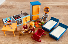 Playmobil - Möbel Konvolut mit Figuren - Küche Schlafen ... GUT   #1184