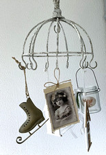 SHABBY Küchenkrone Kräuterkrone Deckenkrone Krone, 10 Haken, Antik - Weiß,