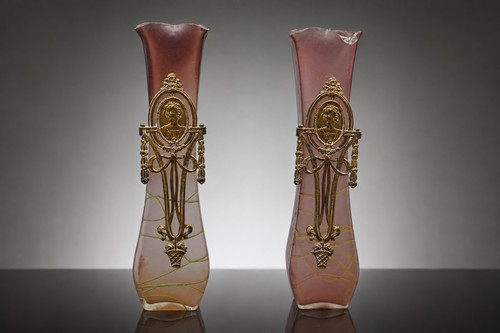 Paar jugendstil vasen glas - paar,