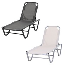 Outsunny Sonnenliege Strandliege 5-Stufige Gartenliege Relaxliege Alu