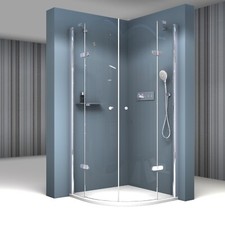 Runddusche Viertelkreis Dusche Duschkabine Duschabtrennung 195cm - NANO ESG Glas
