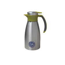 Emsa Isolierkanne Soft Grip Thermoskanne, 1 Liter, Edelstahl, Farbe Grün