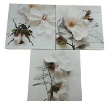 3x Ikea KLÖVSJÖ Bild Leinwand Motiv  Magnolie weiße Blume Holzrahmen 25 x 25