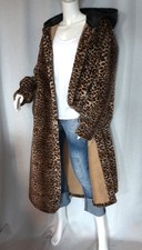 Leopard Fake Fur Mantel Pelz Fell Webfell Stepp Kapuze 38,40,42,44 Neu