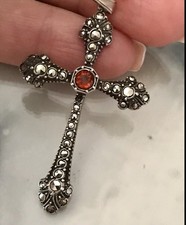 Antik Art Déco Silber Kreuz