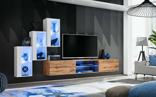 Wohnwand flame schrankwand led - wohnwand,
