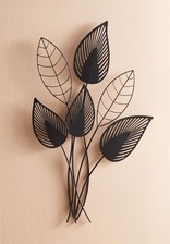 Metall Wandbild Blätter schwarz 55x84 cm, Wand Deko Schmuck Bild Objekt