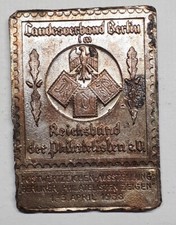 Plakette Reichsbund dt. Philatelisten Landesverband Berlin 1938 Postwertzeichen