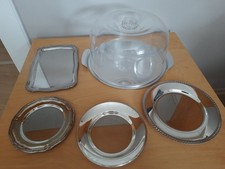 Kuchenplatte Rodonkuchenplatte mit Haube + diverse kleine Servierplatten silber