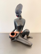 Alte Keramik Figur-Cortendorf- Afrikanische Frau mit Krug • 1950er /1960er