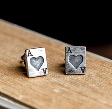 K13 Ohrring Ohrstecker Spielkarte Herz As Sterling Silber 925