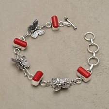 Rote Koralle Edelstein 925