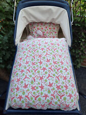DDR 4-tlg. Kinderwagen Garnitur Kissen Set Bettwäsche Upcycling Vögel Motiv