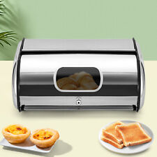Brotkasten Edelstahl,Küche Brotbox mit Aufrollbaren Deckels und Belüftungslöcher
