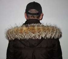Kojote Pelz Kapuze Kragen Echt Fellkragen Coyote Pelzkragen für Jacke Parka 65cm