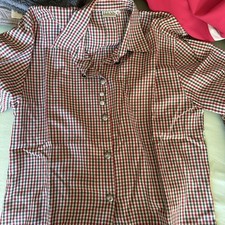 Trachtenbluse Hess Frackmann, Gr. 38, Grün-rot Kariert