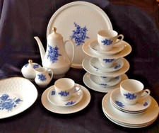 Scherzer Bavaria Kobalt Blaue Rose Kaffeeservice 5 Pers & Tortenplatte 24 Teile!