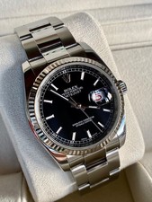 Rolex Datejust 36 Roulette Date Black Dial Stahl / Weissgold Oyster Ref. 116234