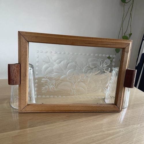 Holz tablett mit blumen - mit, gravur