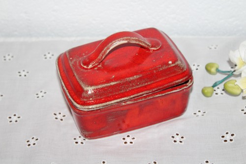 Butterdose rote keramik aus - rote,
