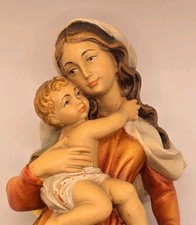 Holzfigur " Madonna mit Kind " geschnitzt und bemalt/h ca.31,5cm