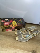 Brunella Damen 40 Slingback Pepp Toes Elegant Pumps High Heels Gold Italy