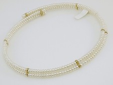 Halsreifen weisse Suesswasser Perle Flexireif  flexibel 2 reihig Reif