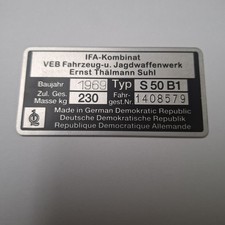 Simson S50 Typenschild